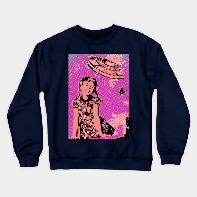 Pink Vintage UFO Crewneck Sweatshirt by miskel